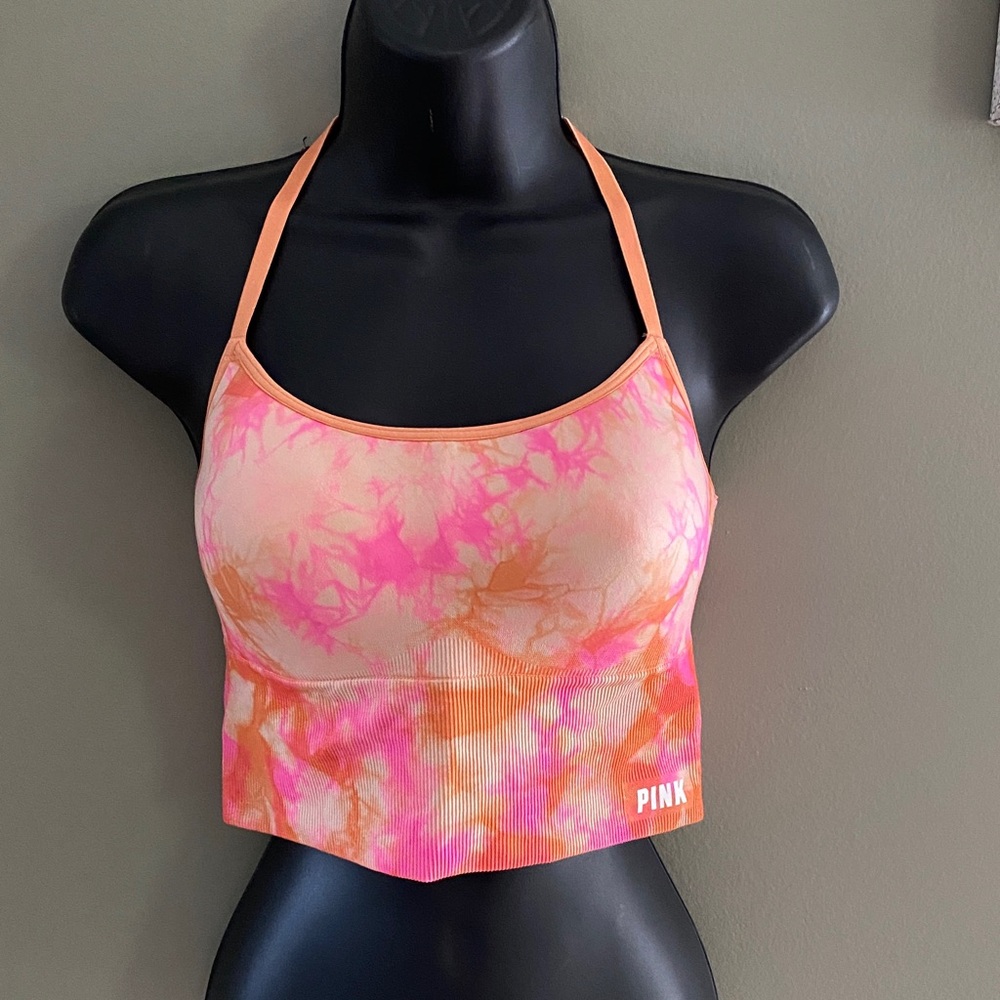 PINK Victoria's Secret Pink and Orange Sports Bra